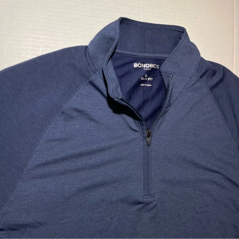 Bonobos Golf Shirt 1/4 Zip Pullover Men’s XL Navy Blue Long Sleeve Sweatshirt
